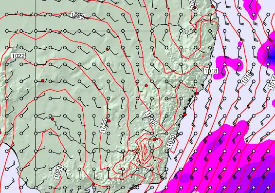 New South Wales forecast chart for Saturday, April 18th, 2026 at 12:00 AM