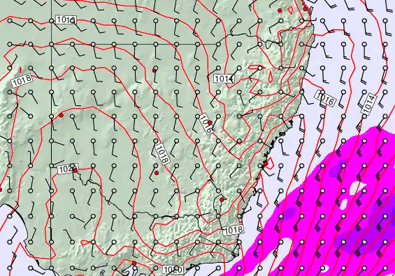 New South Wales forecast chart for Saturday, April 18th, 2026 at 6:00 AM