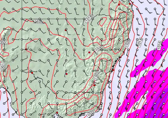 New South Wales forecast chart for Saturday, April 18th, 2026 at 12:00 PM