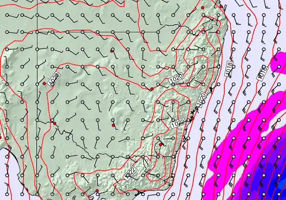 New South Wales forecast chart for Saturday, April 18th, 2026 at 6:00 PM