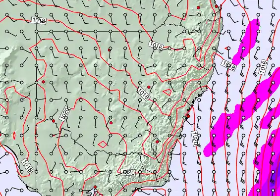 New South Wales forecast chart for Sunday, April 19th, 2026 at 6:00 AM