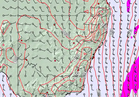 New South Wales forecast chart for Sunday, April 19th, 2026 at 12:00 PM