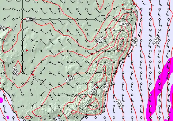 New South Wales forecast chart for Sunday, April 19th, 2026 at 6:00 PM
