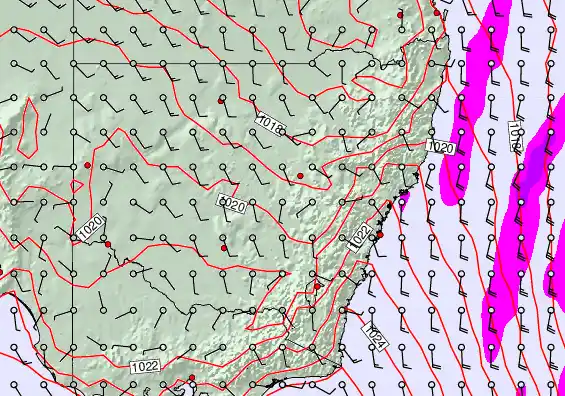 New South Wales forecast chart for Monday, April 20th, 2026 at 6:00 AM