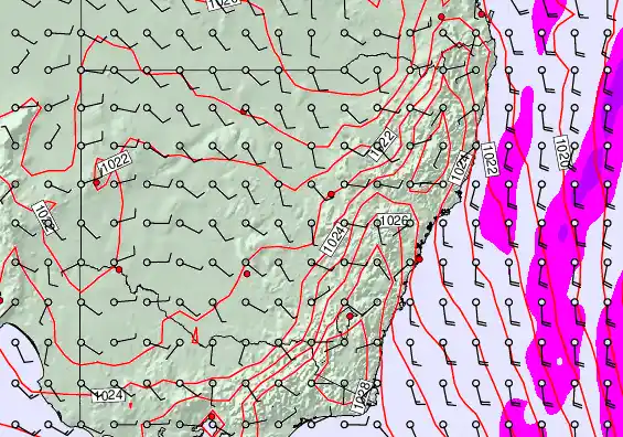 New South Wales forecast chart for Monday, April 20th, 2026 at 12:00 PM