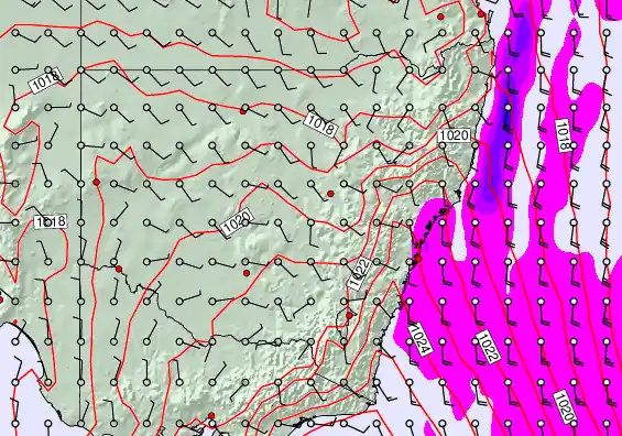 New South Wales forecast chart for Tuesday, April 21st, 2026 at 6:00 AM