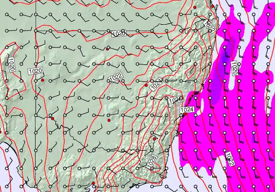 New South Wales forecast chart for Tuesday, April 21st, 2026 at 12:00 PM