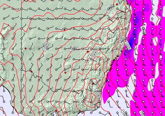 New South Wales forecast chart for Tuesday, April 21st, 2026 at 6:00 PM