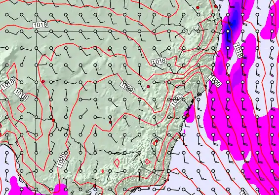 New South Wales forecast chart for Wednesday, April 22nd, 2026 at 6:00 AM