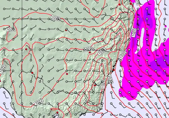 New South Wales forecast chart for Wednesday, April 22nd, 2026 at 6:00 PM