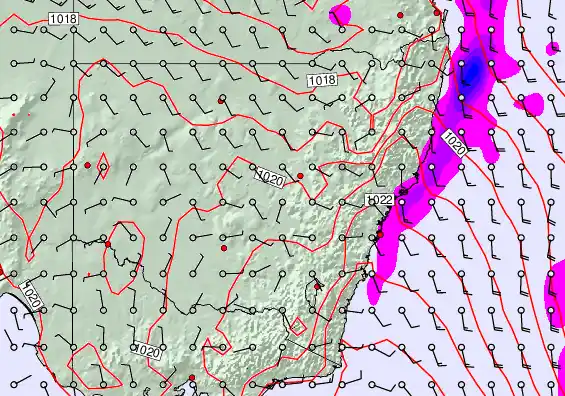 New South Wales forecast chart for Thursday, April 23rd, 2026 at 6:00 AM