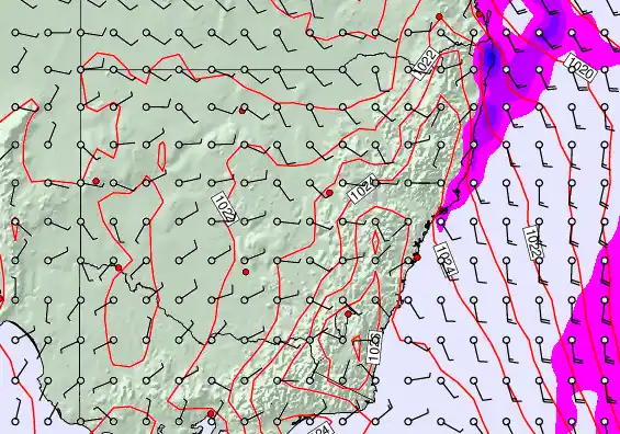 New South Wales forecast chart for Thursday, April 23rd, 2026 at 12:00 PM