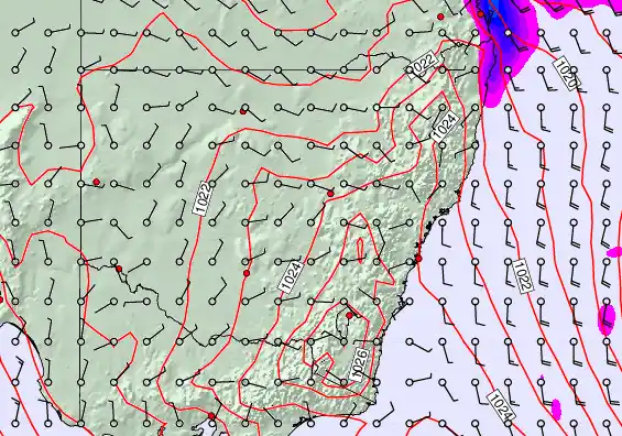 New South Wales forecast chart for Thursday, April 23rd, 2026 at 6:00 PM