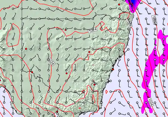 New South Wales forecast chart for Friday, April 24th, 2026 at 12:00 AM