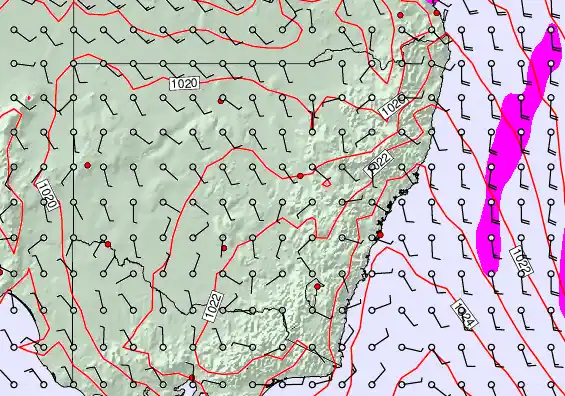 New South Wales forecast chart for Friday, April 24th, 2026 at 6:00 AM