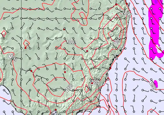 New South Wales forecast chart for Saturday, April 25th, 2026 at 6:00 PM