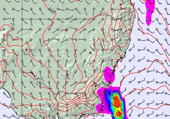 New South Wales forecast chart for Sunday, April 26th, 2026 at 12:00 PM