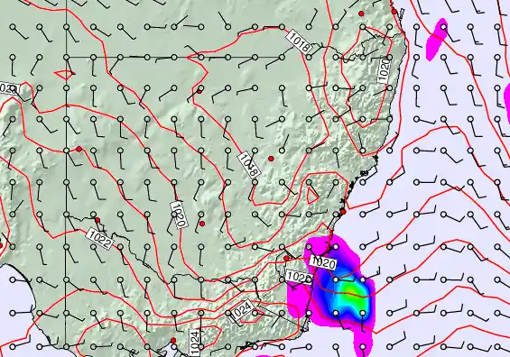 New South Wales forecast chart for Sunday, April 26th, 2026 at 6:00 PM