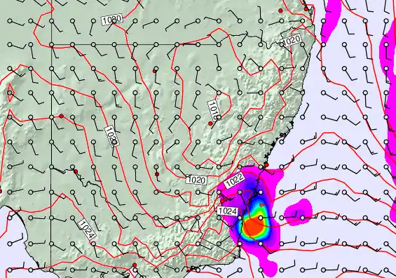 New South Wales forecast chart for Monday, April 27th, 2026 at 12:00 AM
