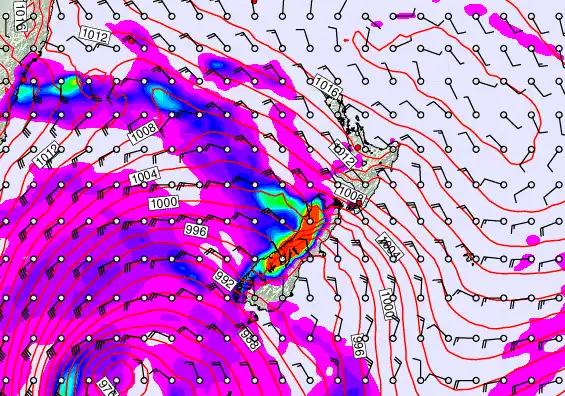New Zealand forecast chart for Friday, April 17th, 2026 at 12:00 PM