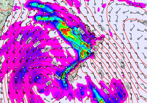 New Zealand forecast chart for Saturday, April 18th, 2026 at 12:00 AM