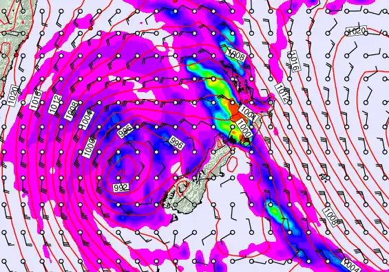 New Zealand forecast chart for Saturday, April 18th, 2026 at 12:00 PM
