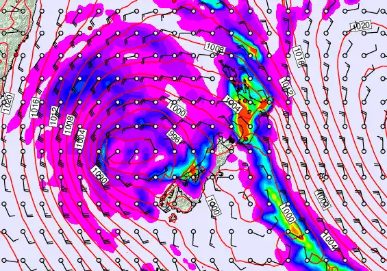 New Zealand forecast chart for Saturday, April 18th, 2026 at 6:00 PM