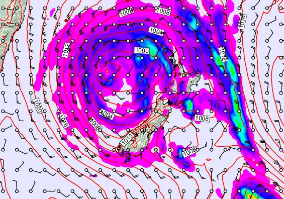 New Zealand forecast chart for Sunday, April 19th, 2026 at 12:00 PM