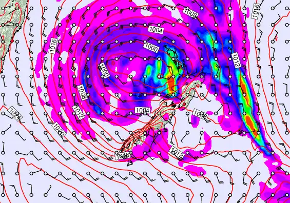 New Zealand forecast chart for Sunday, April 19th, 2026 at 6:00 PM