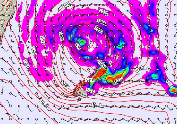 New Zealand forecast chart for Monday, April 20th, 2026 at 12:00 PM