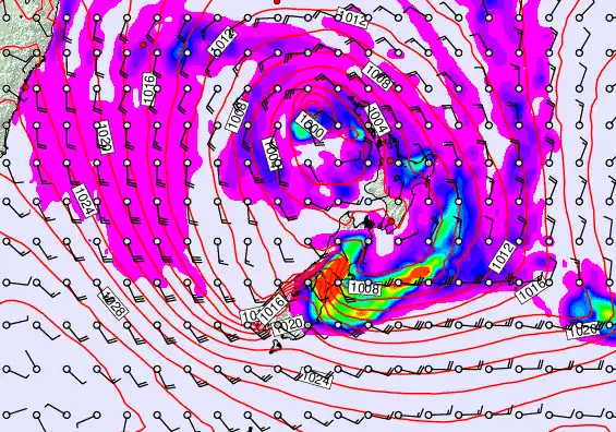 New Zealand forecast chart for Tuesday, April 21st, 2026 at 12:00 AM
