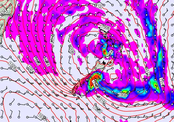 New Zealand forecast chart for Tuesday, April 21st, 2026 at 12:00 PM