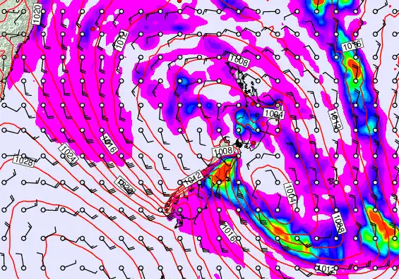 New Zealand forecast chart for Tuesday, April 21st, 2026 at 6:00 PM