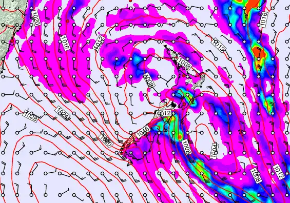 New Zealand forecast chart for Wednesday, April 22nd, 2026 at 12:00 AM