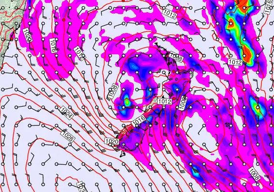 New Zealand forecast chart for Wednesday, April 22nd, 2026 at 6:00 AM