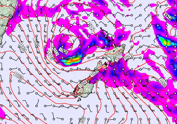 New Zealand forecast chart for Thursday, April 23rd, 2026 at 12:00 AM