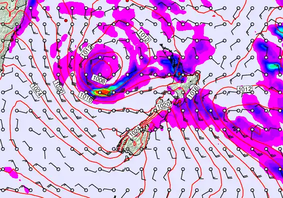 New Zealand forecast chart for Thursday, April 23rd, 2026 at 6:00 AM
