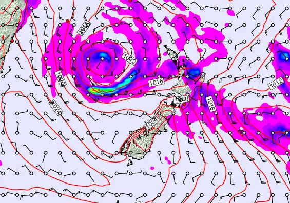 New Zealand forecast chart for Thursday, April 23rd, 2026 at 12:00 PM