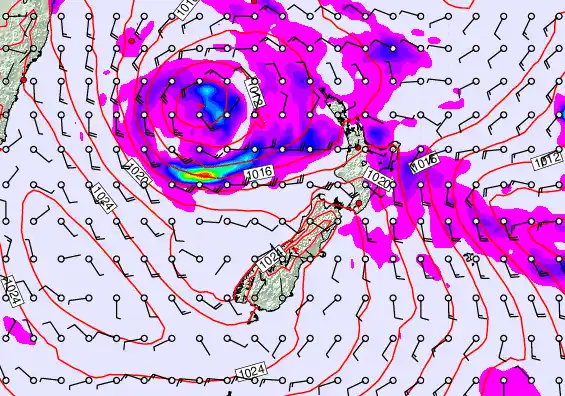 New Zealand forecast chart for Thursday, April 23rd, 2026 at 6:00 PM