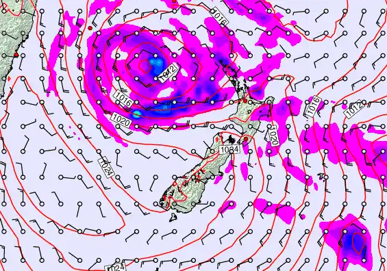 New Zealand forecast chart for Friday, April 24th, 2026 at 12:00 AM