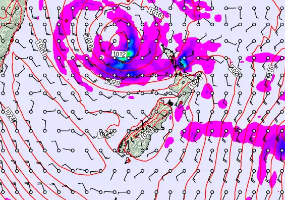New Zealand forecast chart for Friday, April 24th, 2026 at 12:00 PM