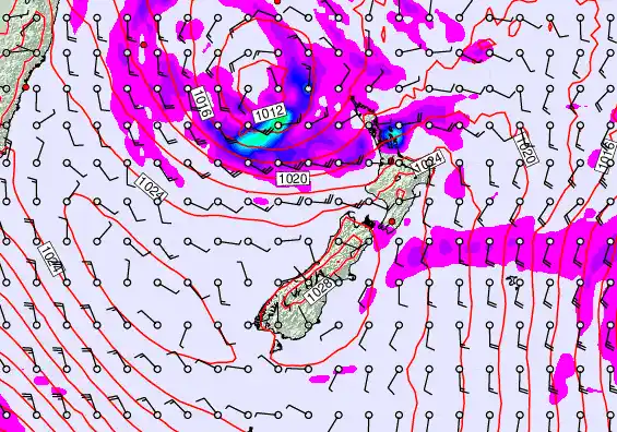 New Zealand forecast chart for Friday, April 24th, 2026 at 6:00 PM