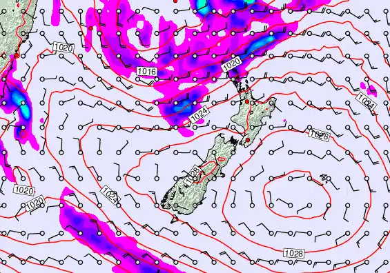 New Zealand forecast chart for Sunday, April 26th, 2026 at 6:00 AM
