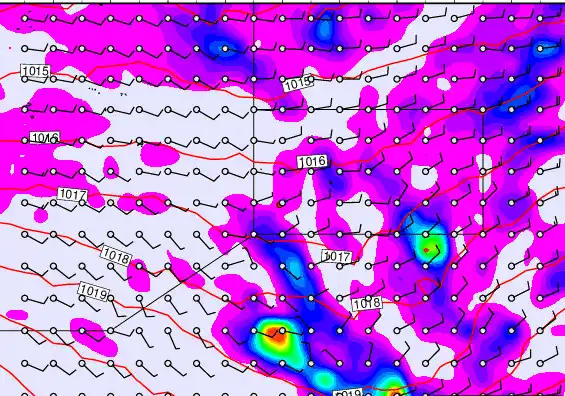 Pitcairn Island forecast chart for Saturday, April 18th, 2026 at 12:00 PM