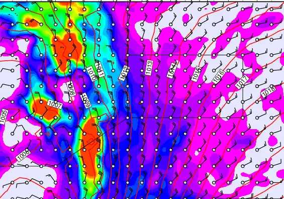 Pitcairn Island forecast chart for Friday, April 24th, 2026 at 12:00 AM