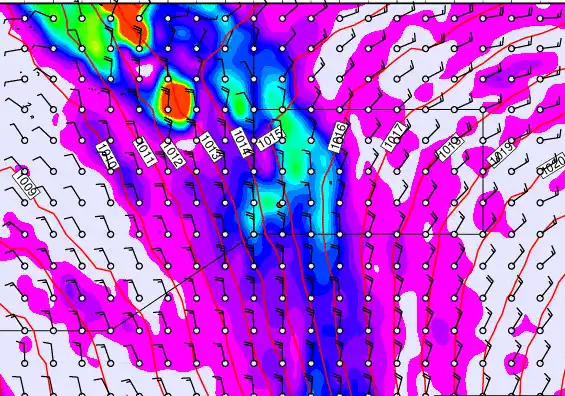 Pitcairn Island forecast chart for Saturday, April 25th, 2026 at 12:00 PM