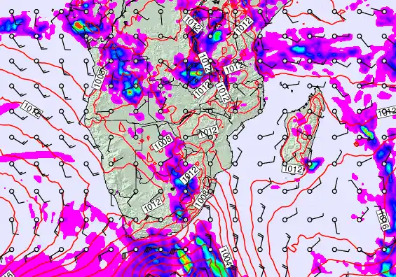 South Africa forecast chart for Saturday, April 18th, 2026 at 12:00 AM