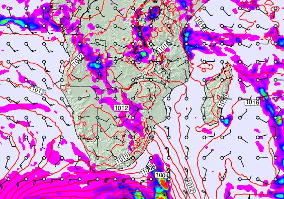 South Africa forecast chart for Saturday, April 18th, 2026 at 6:00 AM