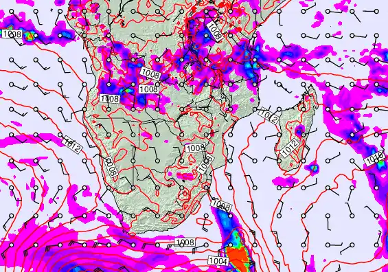 South Africa forecast chart for Saturday, April 18th, 2026 at 12:00 PM