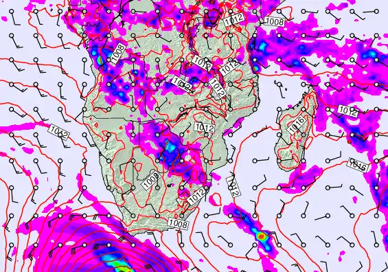 South Africa forecast chart for Sunday, April 19th, 2026 at 12:00 AM